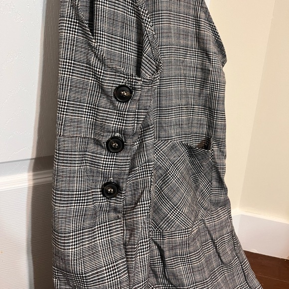 Black and Grey Plaid/Houndstooth Overall Romper, Size Small - Picture 5 of 7